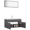 Stylish High Gloss Grey Bathroom Furniture Set - Hipomarket