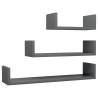 Wall Display Shelf Set - High Gloss Grey - 3 Pcs | HipoMarket