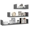 Wall Display Shelf Set - High Gloss Grey - 3 Pcs | HipoMarket