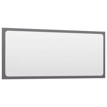 High Gloss Grey Bathroom Mirror - 90x1.5x37 cm | HipoMarket