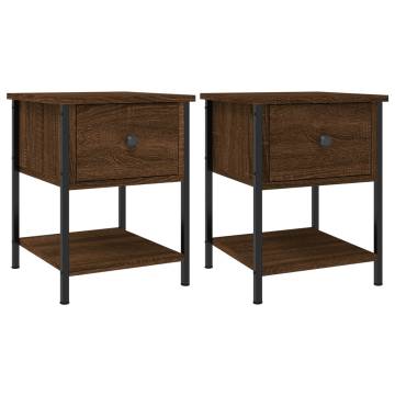 Elegant Brown Oak Bedside Tables - 2 pcs | Hipomarket