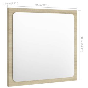 Sonoma Oak Bathroom Mirror - Contemporary Style 40x1.5x37 cm