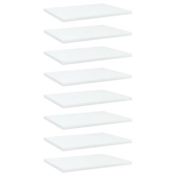 8 Pcs White Bookshelf Boards | Engineered Wood Storage Solution