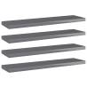 Bookshelf Boards 4 pcs High Gloss Grey 40x10x1.5 cm Engineered Wood Colour high gloss grey Size 40 x 10 x 1.5 cm Quantity in Package 4 