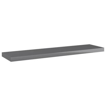 High Gloss Grey Bookshelf Boards - 4 Pcs - 40x10cm