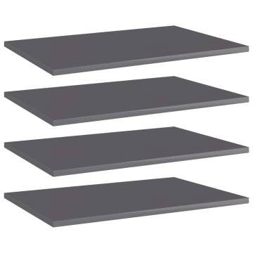 Bookshelf Boards - High Gloss Grey | 4 pcs | 60x40 cm