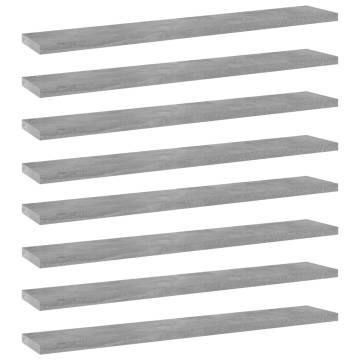 Bookshelf Boards 8 pcs - Concrete Grey - 60x10x1.5 cm