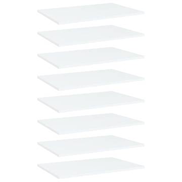 Bookshelf Boards 8 pcs White - Engineered Wood Storage Solution