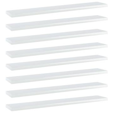 Bookshelf Boards 8 pcs High Gloss White - Storage Solution