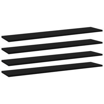 Black Bookshelf Boards - 4 pcs 100x20x1.5 cm - Engineered Wood