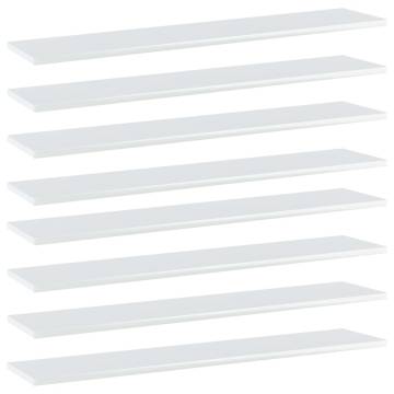 Bookshelf Boards 8 pcs High Gloss White | Engineered Wood