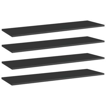 High Gloss Black Bookshelf Boards - 4 pcs | HipoMarket