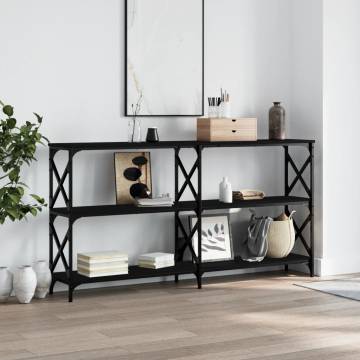 Elegant Black Console Table - 200x28x80.5 cm Engineered Wood