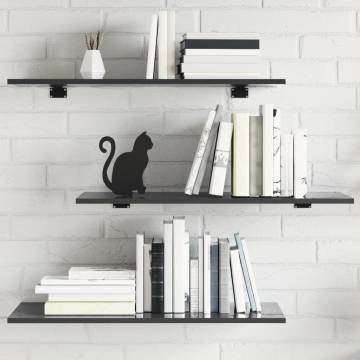 High Gloss Grey Bookshelf Boards - 4 pcs | HipoMarket