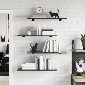 High Gloss Grey Bookshelf Boards - 4 pcs | HipoMarket