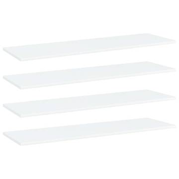 Bookshelf Boards 4 pcs - White Engineered Wood 100x30 cm