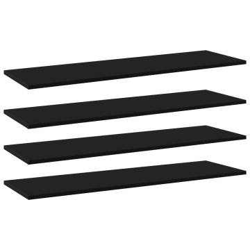 Bookshelf Boards 4 pcs Black - Engineered Wood | Hipomarket