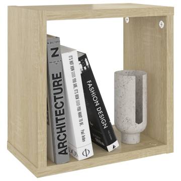 Stylish Wall Cube Shelves 4 pcs - White & Sonoma Oak