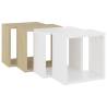 Stylish Wall Cube Shelves 4 pcs - White & Sonoma Oak