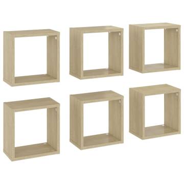 Wall Cube Shelves 6 pcs - Sonoma Oak | Stylish Storage Solution