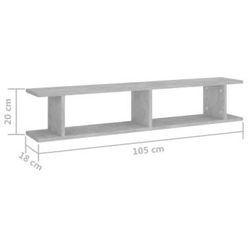 Wall Shelf Set - Concrete Grey 105x18x20 cm | HipoMarket