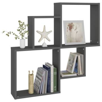 Stylish Grey Wall Cube Shelf - 80x15x78.5 cm Engineered Wood