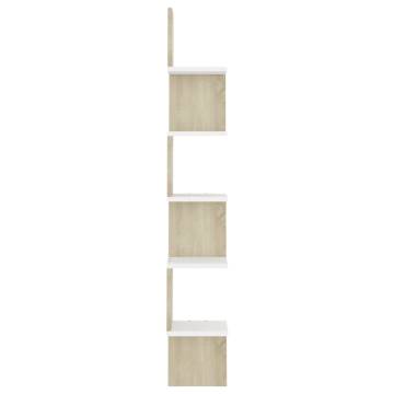 Stylish Wall Corner Shelf in White & Sonoma Oak - 20x20 cm