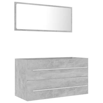 2 Piece Bathroom Furniture Set - Concrete Grey - Hipo Market