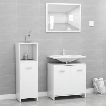 3 Piece Bathroom Furniture Set | Stylish White Engineered Wood