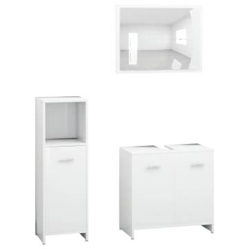 3 Piece Bathroom Furniture Set | Stylish White Engineered Wood