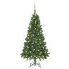 Artificial Pre-lit Christmas Tree with Ball Set Green 150 cm Colour green and gold Size 150 x 89 cm Quantity in Package 1 Number of Branch Tips 