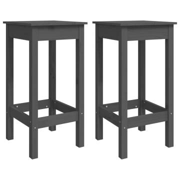 Bar Chairs 2 pcs Grey - Solid Wood Pine - Hipomarket