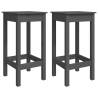 Bar Chairs 2 pcs Grey - Solid Wood Pine - Hipomarket