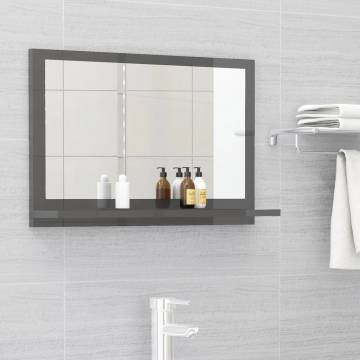 High Gloss Grey Bathroom Mirror - 60x10.5x37 cm | HipoMarket