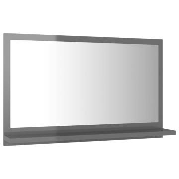 High Gloss Grey Bathroom Mirror - 60x10.5x37 cm | HipoMarket