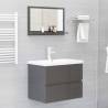 High Gloss Grey Bathroom Mirror - 60x10.5x37 cm | HipoMarket