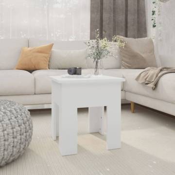 Modern White Coffee Table - 40x40x42 cm Engineered Wood