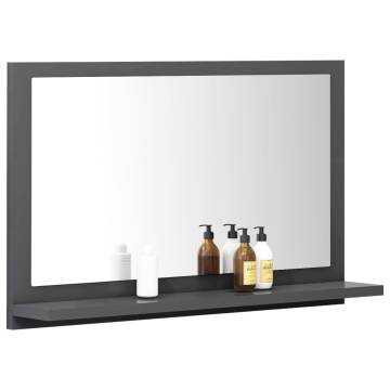 Grey Bathroom Mirror 60x10.5x37 cm - Stylish & Functional