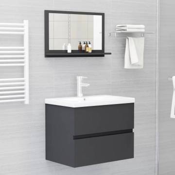 Grey Bathroom Mirror 60x10.5x37 cm - Stylish & Functional