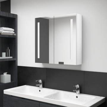 LED Bathroom Mirror Cabinet - Shining White 62x14x60 cm