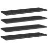 Stylish High Gloss Black Bookshelf Boards - 4pcs