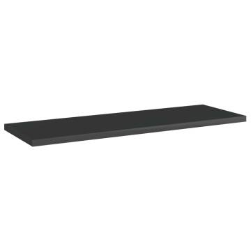 Stylish High Gloss Black Bookshelf Boards - 4pcs