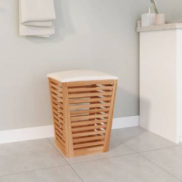 Solid Walnut Bathroom Stool - 2-in-1 Storage & Seating