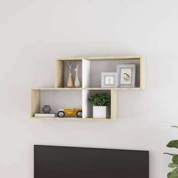 Wall Shelf White & Sonoma Oak - Stylish Storage Solution