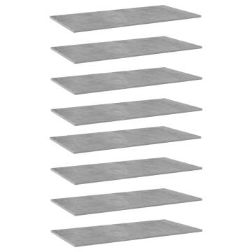 Bookshelf Boards 8 pcs - Concrete Grey - Engineered Wood