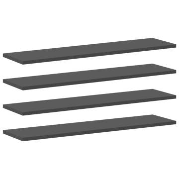 Bookshelf Boards 4 pcs Grey - Engineered Wood 80x20 cm