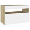 Stylish Bedside Cabinet with LED Lights - 2 pcs White & Oak