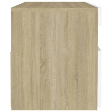 Stylish Bedside Cabinet with LED Lights - 2 pcs White & Oak