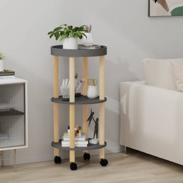 3-Tier Grey Trolley - Stylish Storage & Easy Mobility