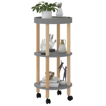 3-Tier Grey Trolley - Stylish Storage & Easy Mobility